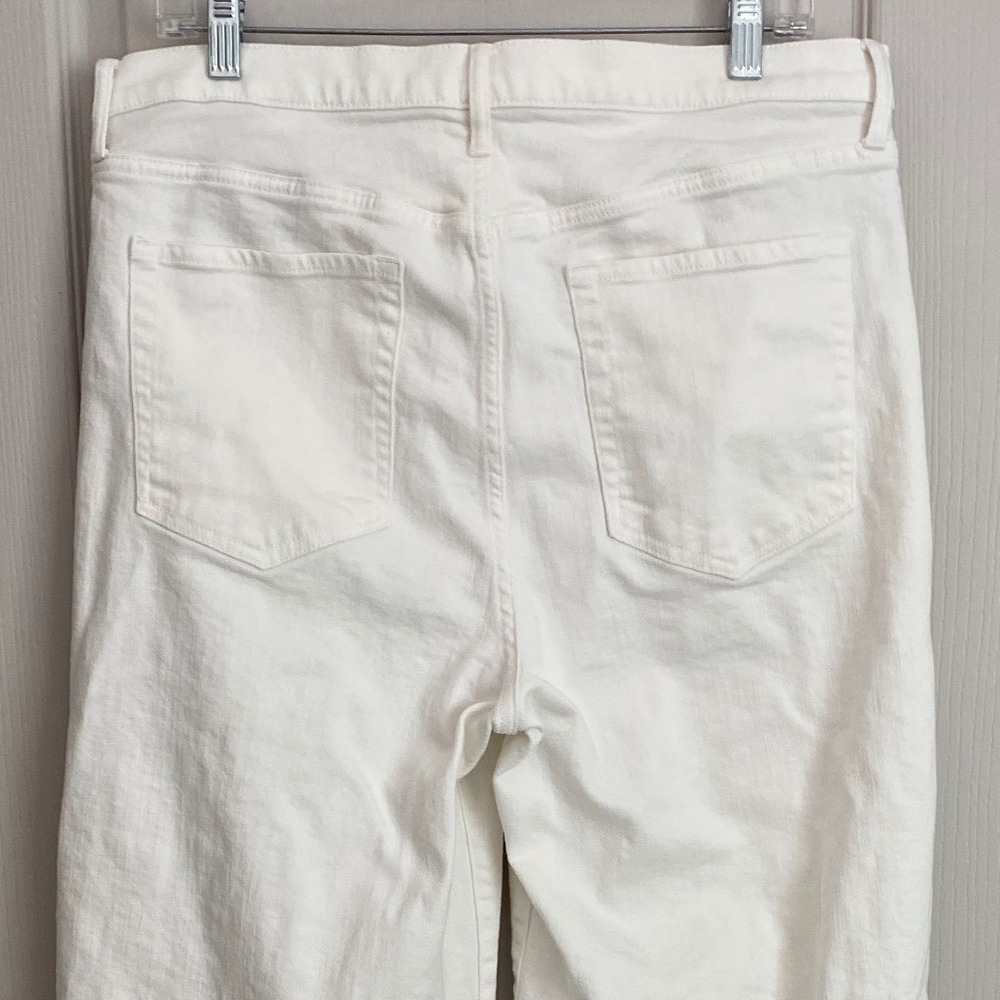 Banana Republic High Rise Wide Leg Crop Jeans White Frayed Hem 32 S/425076-00 - Picture 13 of 13